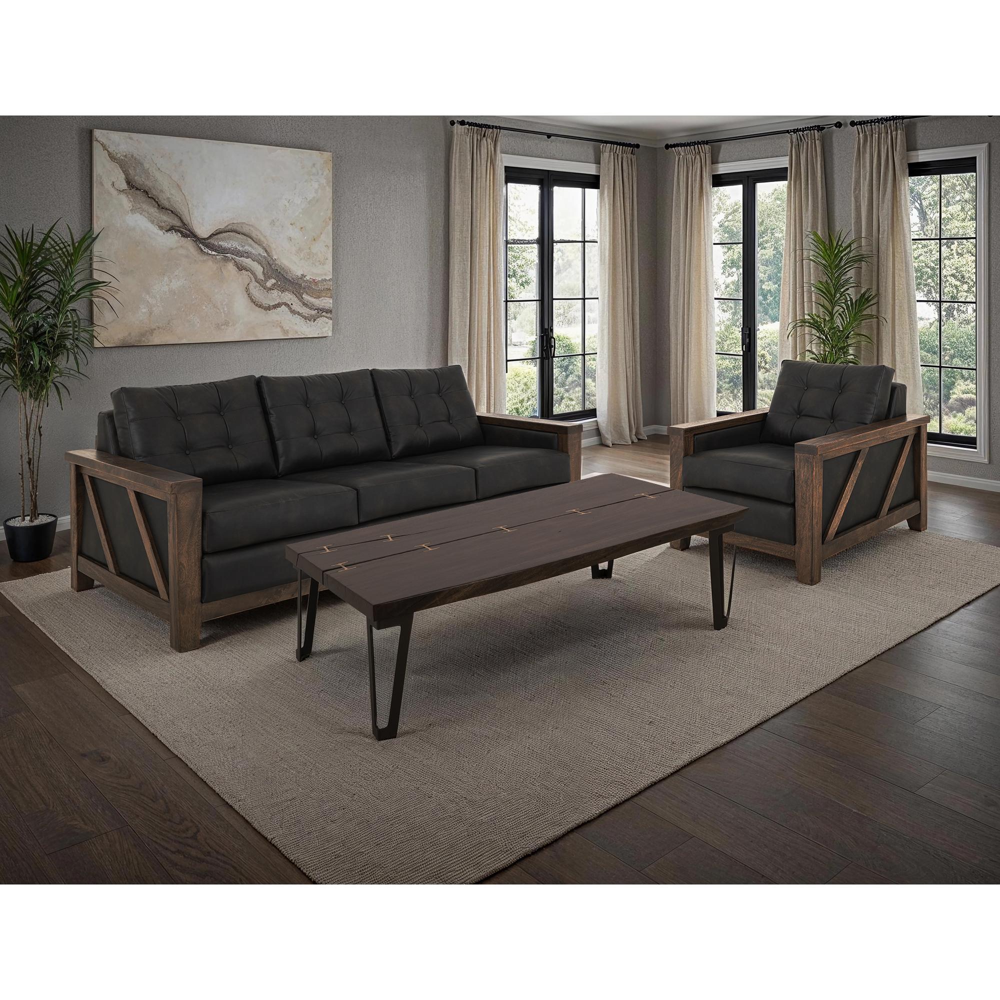 Walnut Wooden Frame Upholstered Loveseat 6 Walnut Wooden Frame Upholstered Loveseat - Image 6