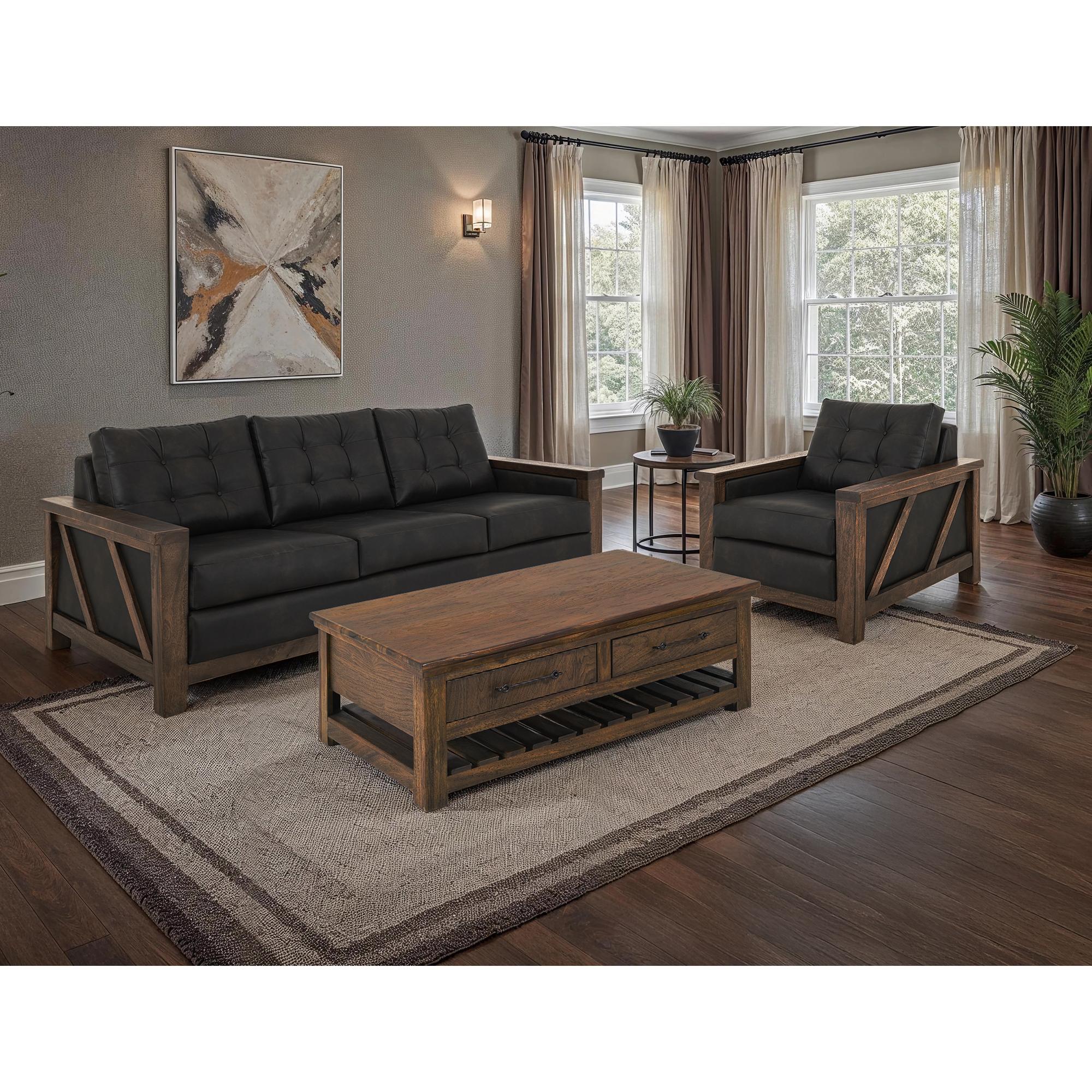 Walnut Wooden Frame Upholstered Sofa 7 Walnut Wooden Frame Upholstered Sofa - Image 7
