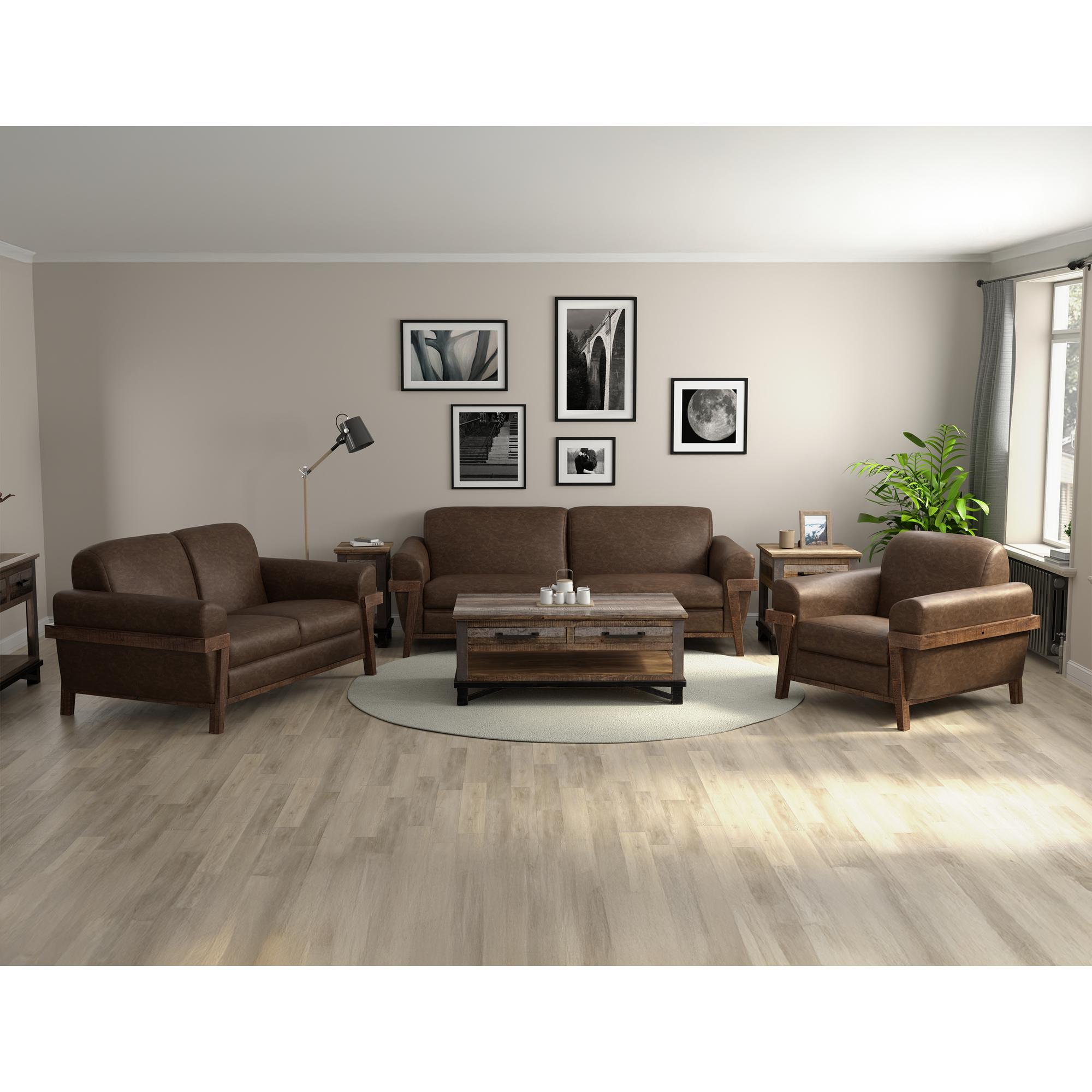 Loft Brown Wooden Frame & Base Sofa 4 Loft Brown Wooden Frame & Base Sofa - Image 4