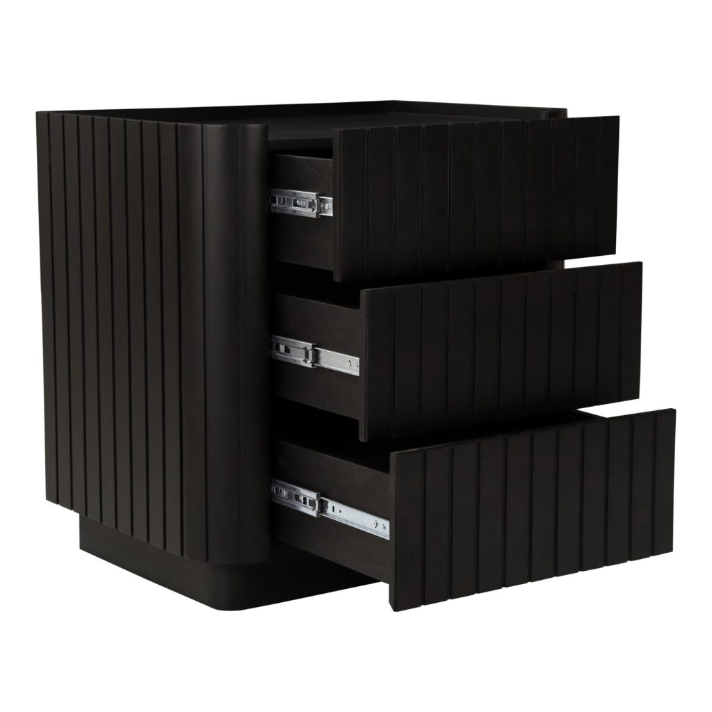Povera 3 Drawer Nightstand Black - Image 4