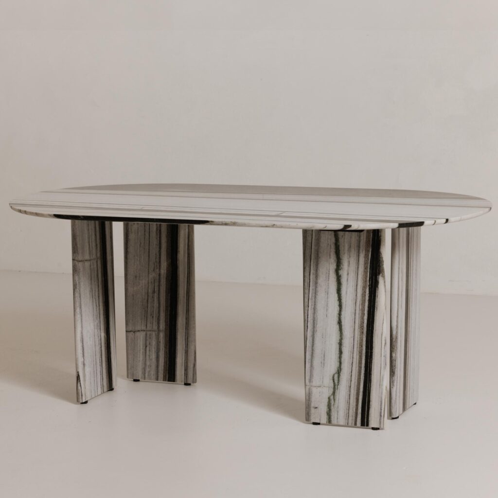 Celia Oval Dining Table Panda Marble - Image 10
