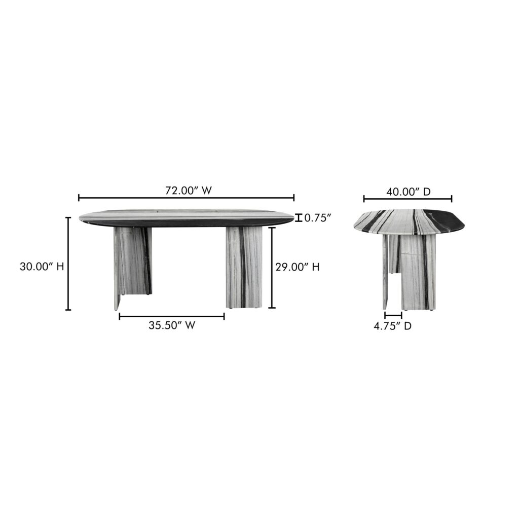 Celia Oval Dining Table Panda Marble - Image 11