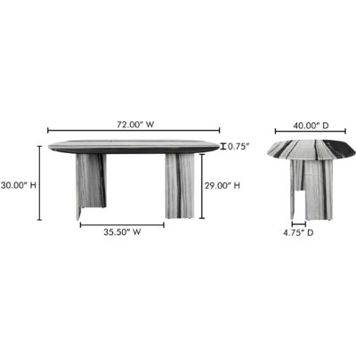 Celia Oval Dining Table Panda Marble JD-1075-37-0 JD 1075 37 0 70