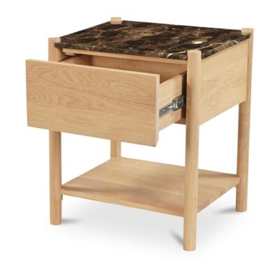 Elio Nightstand Dark Emperador Marble JD-1104-20 JD 1104 20 Elio diagL open shadsilo