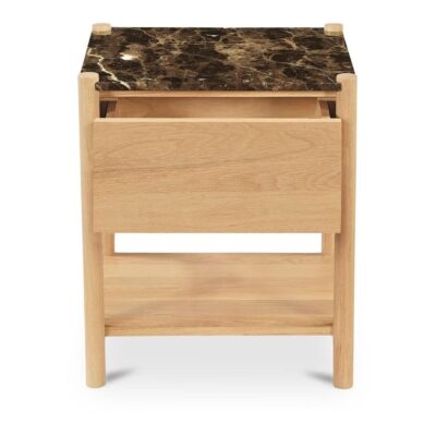 Elio Nightstand Dark Emperador Marble JD-1104-20 JD 1104 20 Elio front open shadsilo