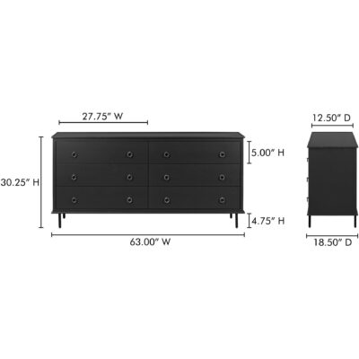 Reagan 6 Drawer Dresser Black 21 Reagan 6 Drawer Dresser Black JU-1008-02 JU 1008 02 70