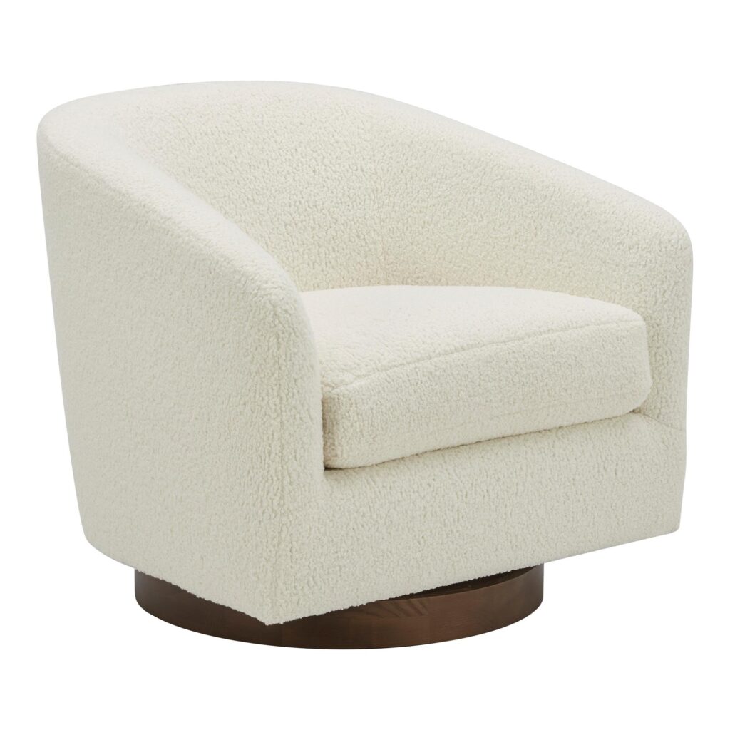 Oscy Swivel Chair Vegan Shearling White - Image 2