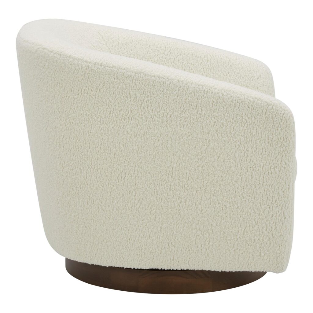 Oscy Swivel Chair Vegan Shearling White - Image 3