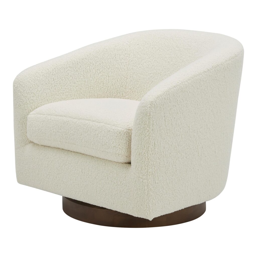 Oscy Swivel Chair Vegan Shearling White - Image 5
