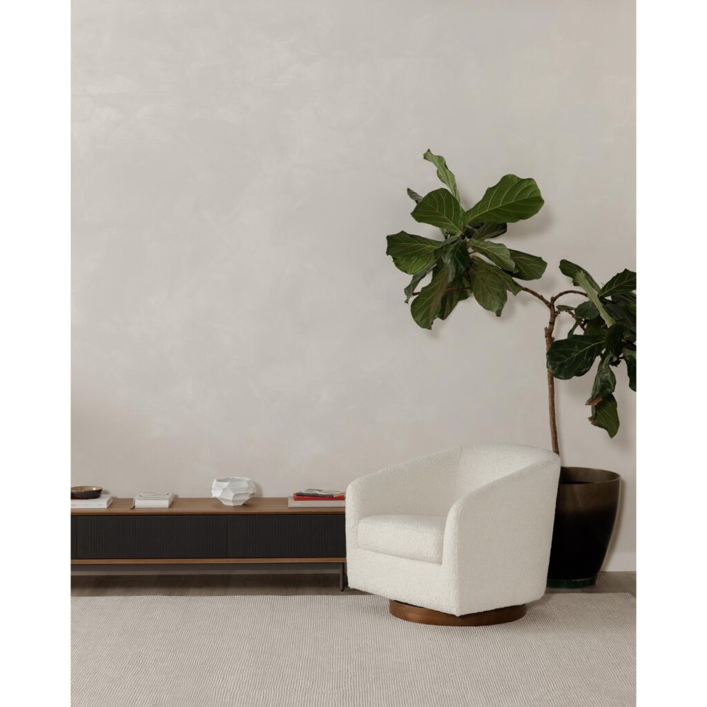 Oscy Swivel Chair Vegan Shearling White - Image 12
