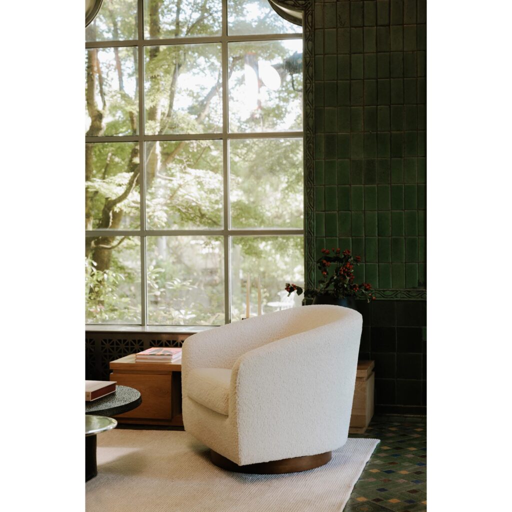 Oscy Swivel Chair Vegan Shearling White - Image 13