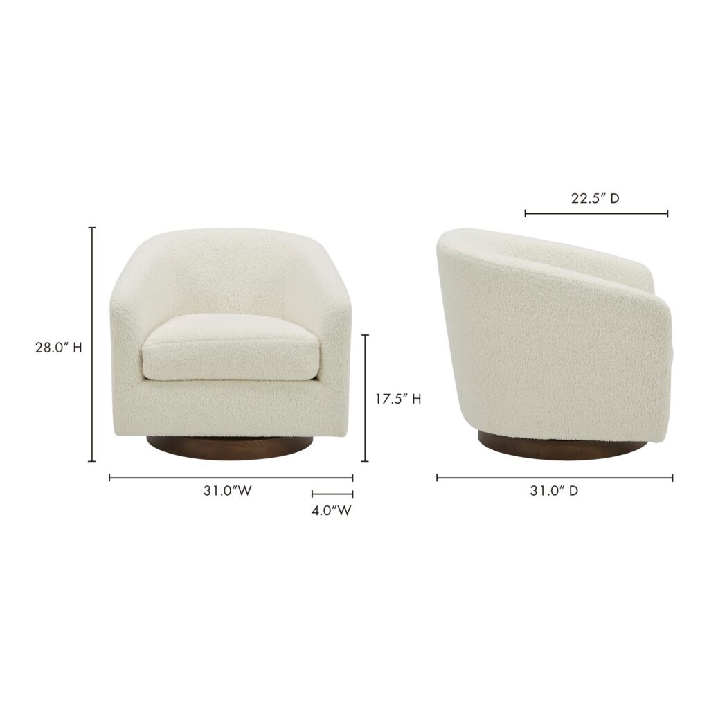 Oscy Swivel Chair Vegan Shearling White - Image 14