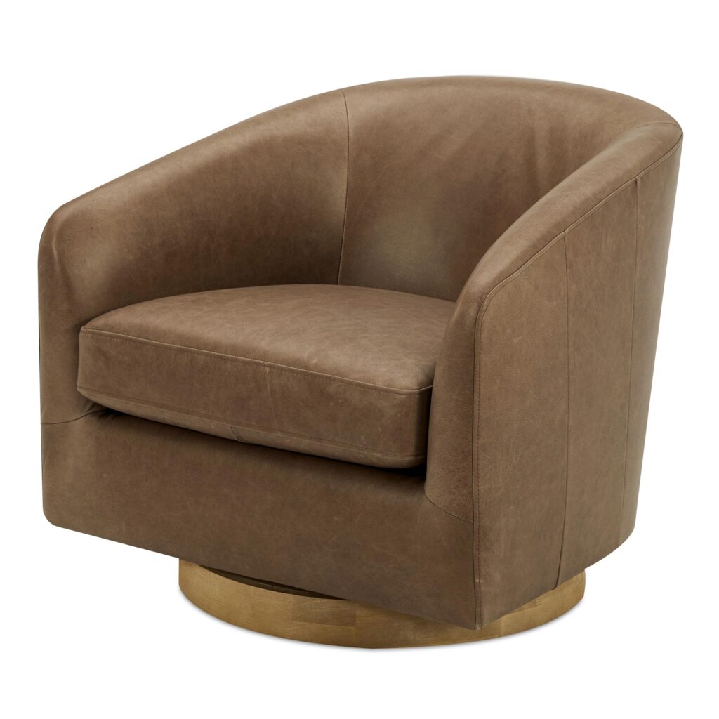 Oscy Leather Swivel Chair Tan - Image 2