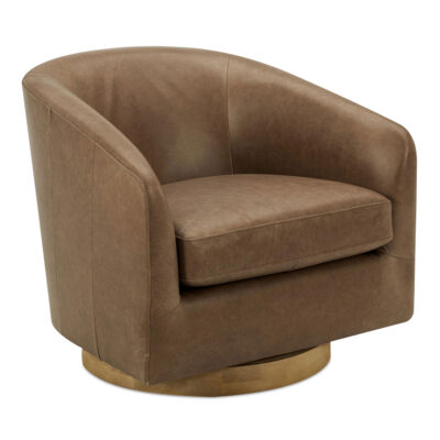 Oscy Leather Swivel Chair Tan