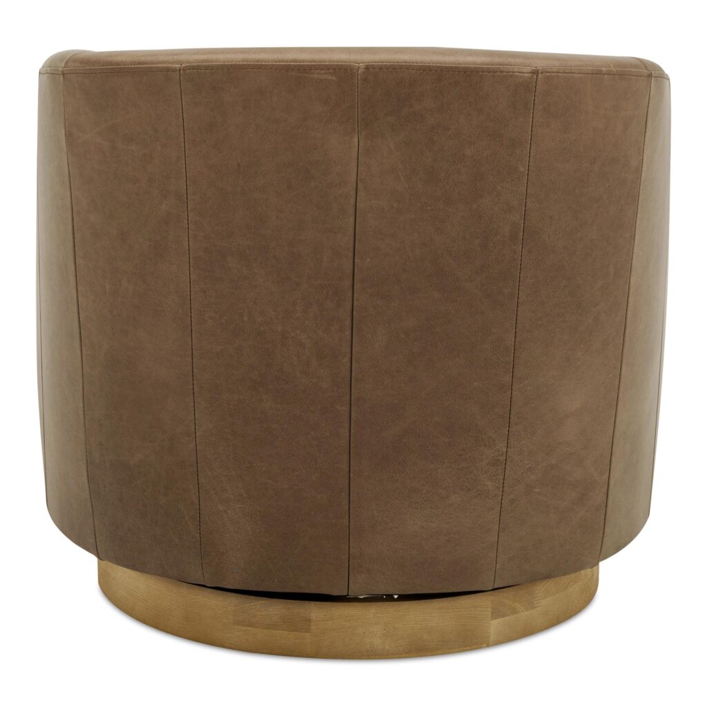 Oscy Leather Swivel Chair Tan - Image 4