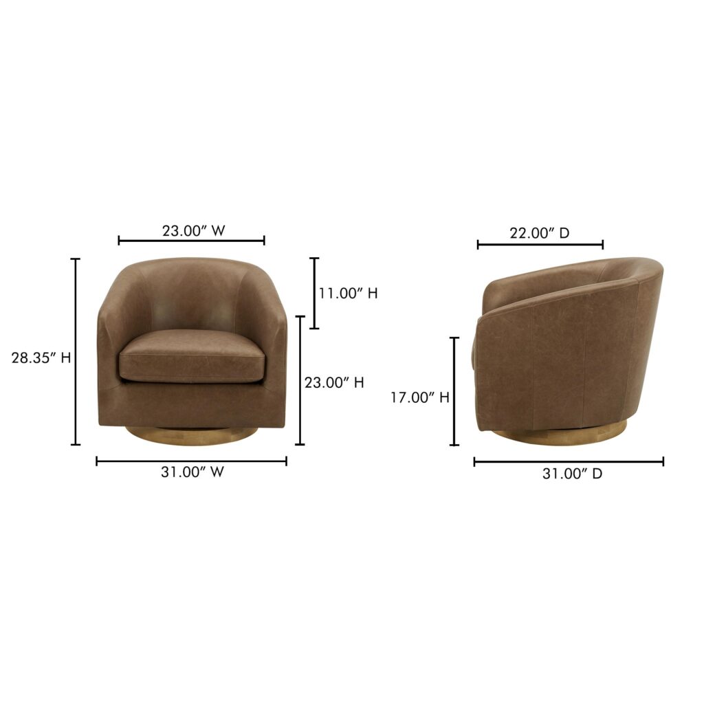 Oscy Leather Swivel Chair Tan - Image 10