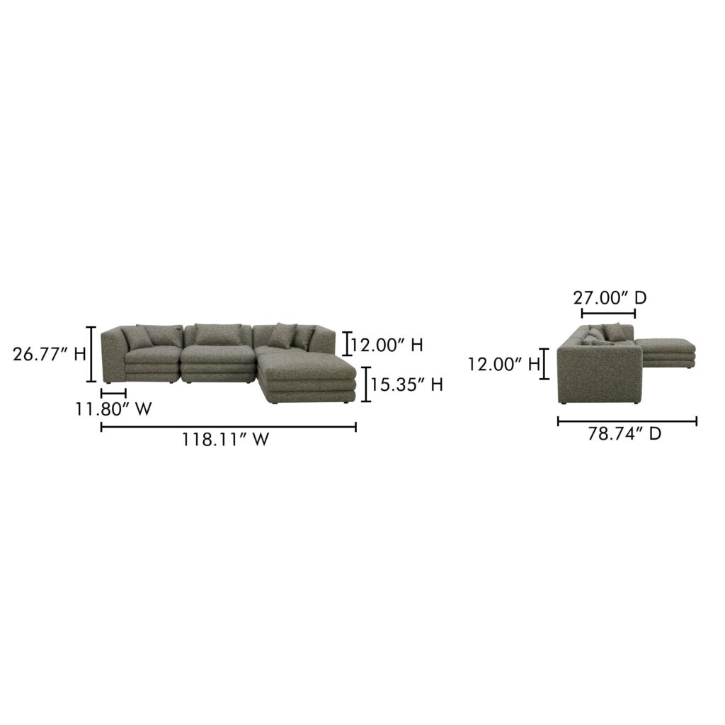 Lowtide Lounge Modular Sectional Stone Tweed - Image 8