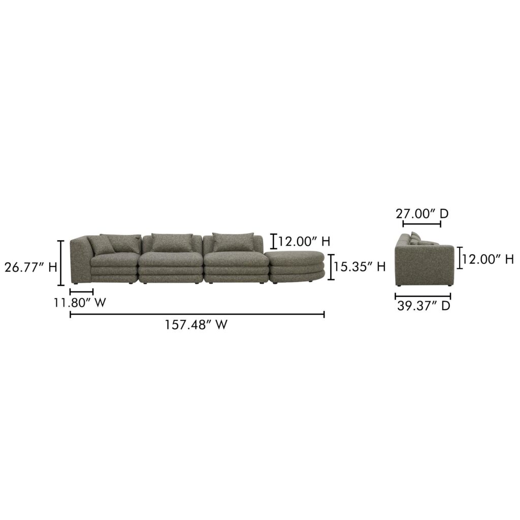 Lowtide Linear Modular Sectional Stone Tweed - Image 7