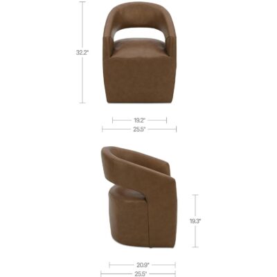 Barrow Rolling Dining Chair Tan Leather KQ-1044-40-CAN KQ 1044 40 CAN 70 dim