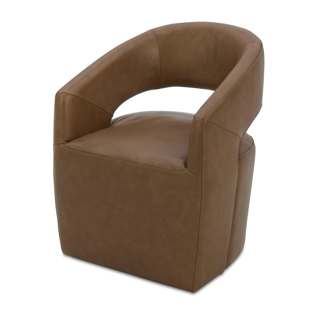 Barrow Rolling Dining Chair Tan Leather 5 Barrow Rolling Dining Chair Tan Leather - Image 5