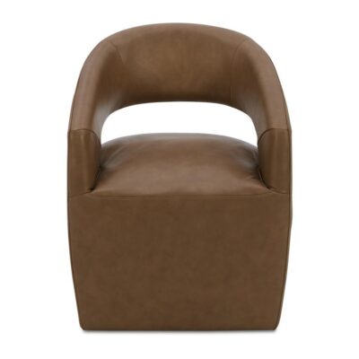 Barrow Rolling Dining Chair Tan Leather