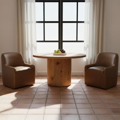 Maisie Rolling Dining Chair Tan Leather KQ-1045-40-CAN KQ 1045 40 CAN 00