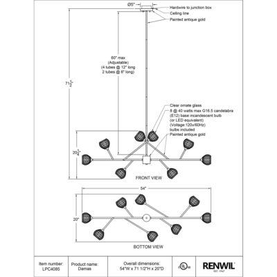 Damas Ceiling Fixture LPC4085 LPC4085 3