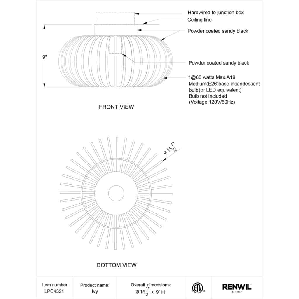 Ivy Ceiling Fixture LPC4321 LPC4321 TECH