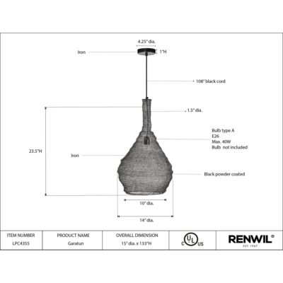 Garatun Ceiling Fixture LPC4355 LPC4355 4