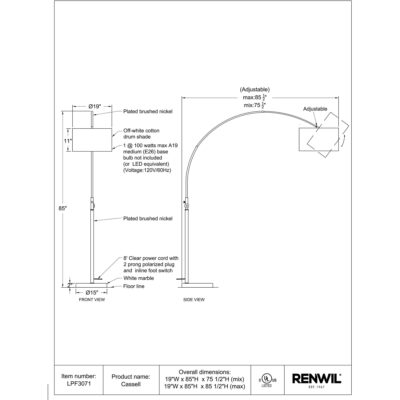 Cassell Floor Lamp LPF3071 LPF3071 5