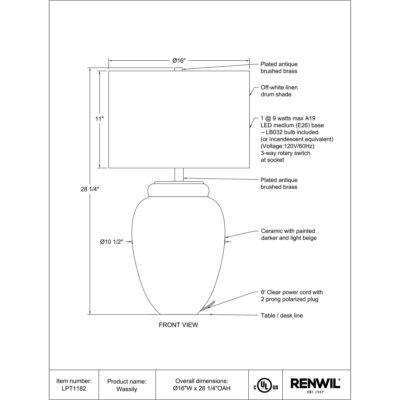 Wassily Table Lamp LPT1182 LPT1182 4