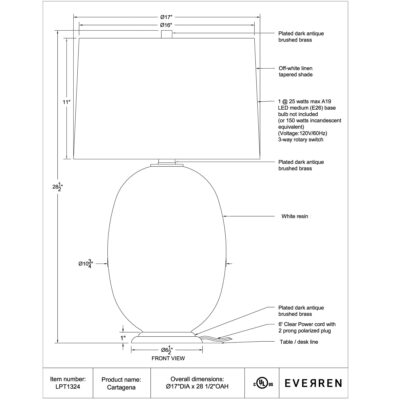 Cartagena Table Lamp LPT1324 LPT1324 4
