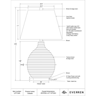 Cebada Table Lamp LPT1325 LPT1325 4