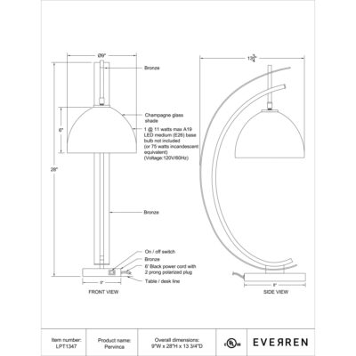 Pervinca Table Lamp LPT1347 LPT1347 6