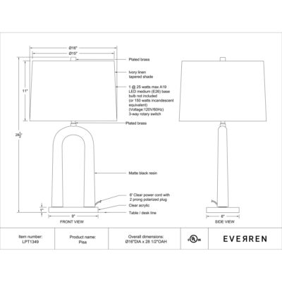 Pisa Table Lamp LPT1349 LPT1349 5