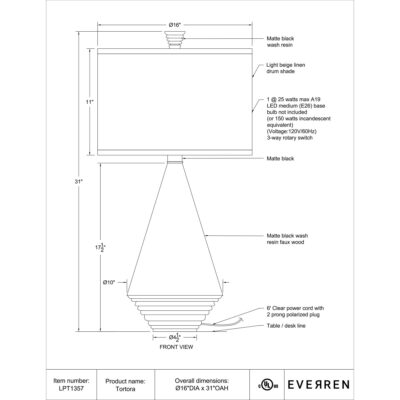 Tortora Table Lamp LPT1357 LPT1357 4