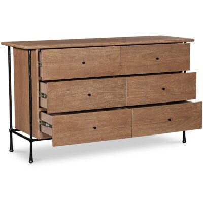 Rene 6 Drawer Dresser Brown LX-1078-03 LX 1078 03 Rene diagR open shadsilo
