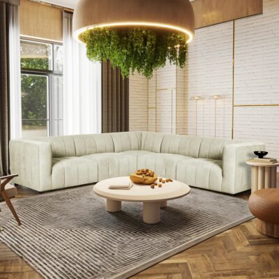 Lauriston 5-Piece Modular Corner Sofa 69412 Lauriston 5 Piece Sectional Axel Beige Angle Lifestyle