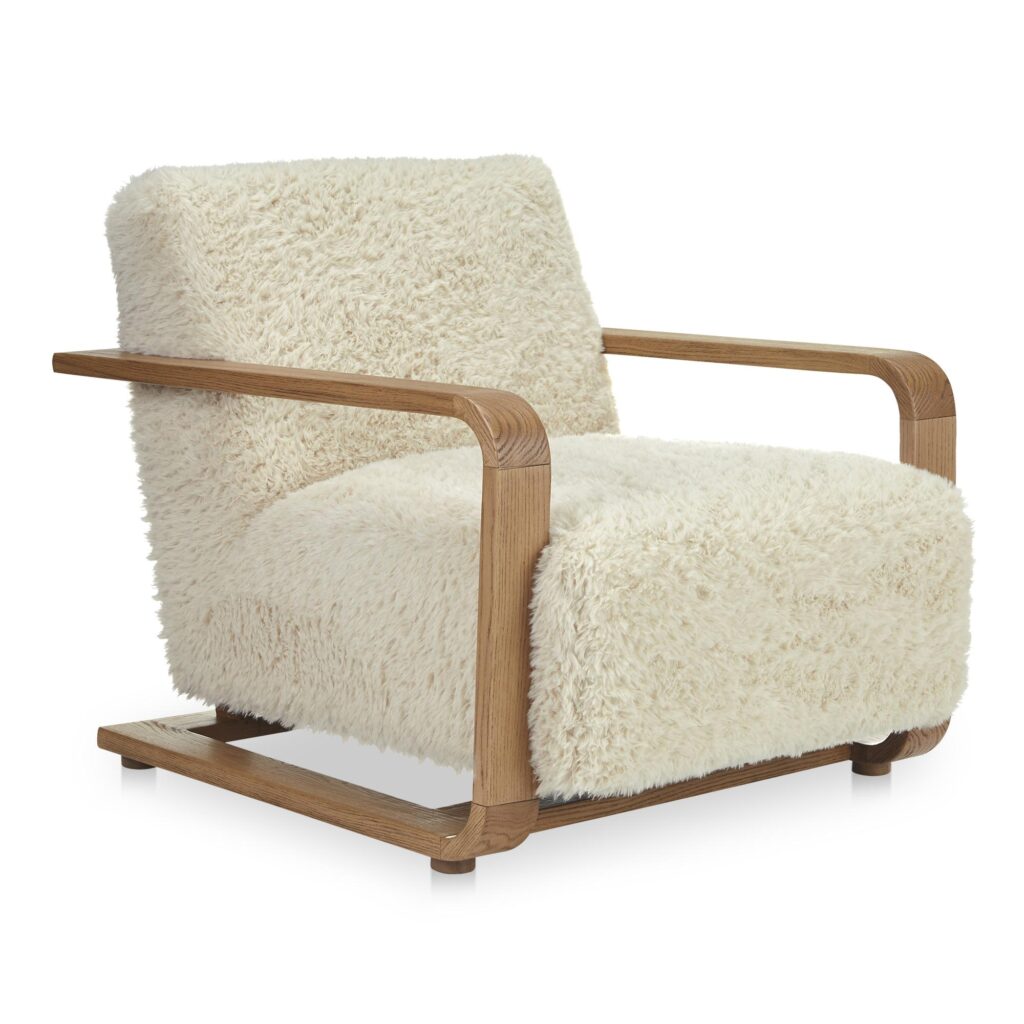 Eckersley Lounge Chair Cream Faux Fur - Image 2