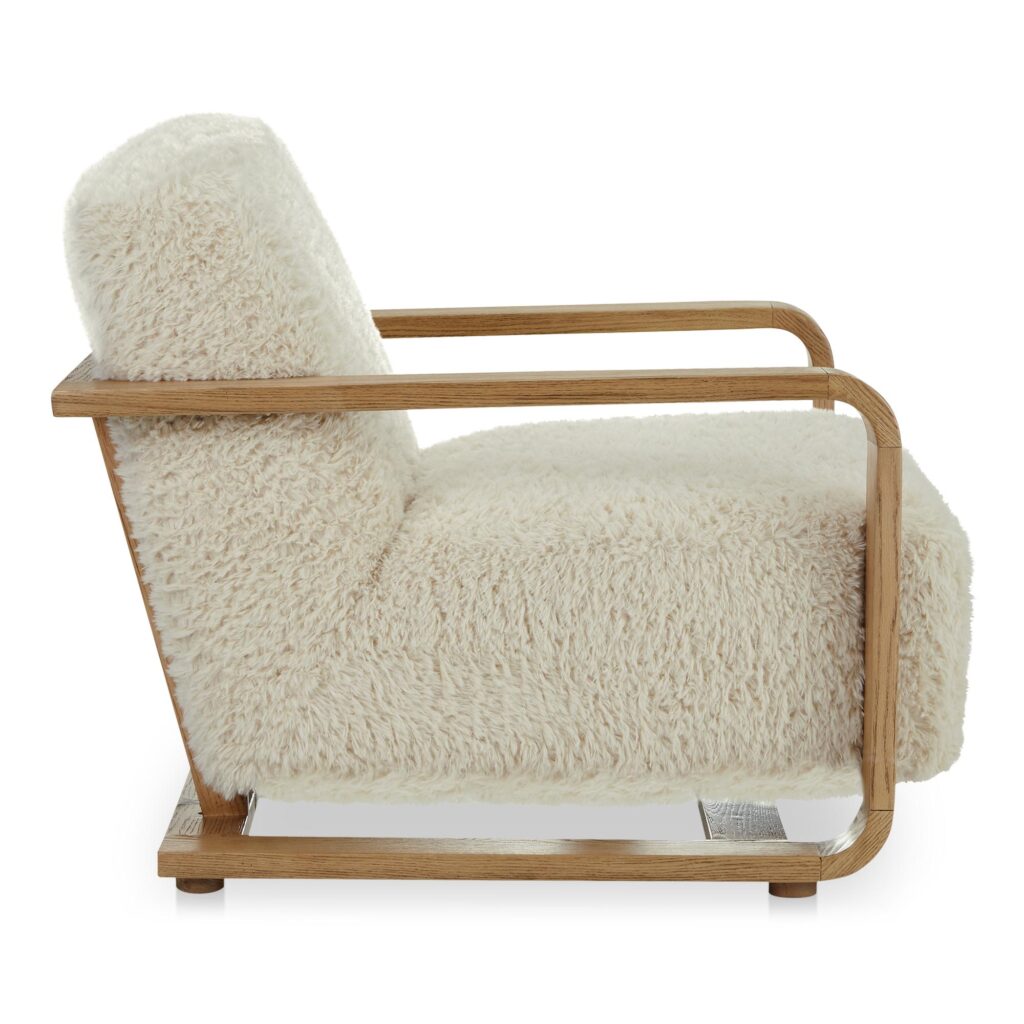 Eckersley Lounge Chair Cream Faux Fur - Image 3