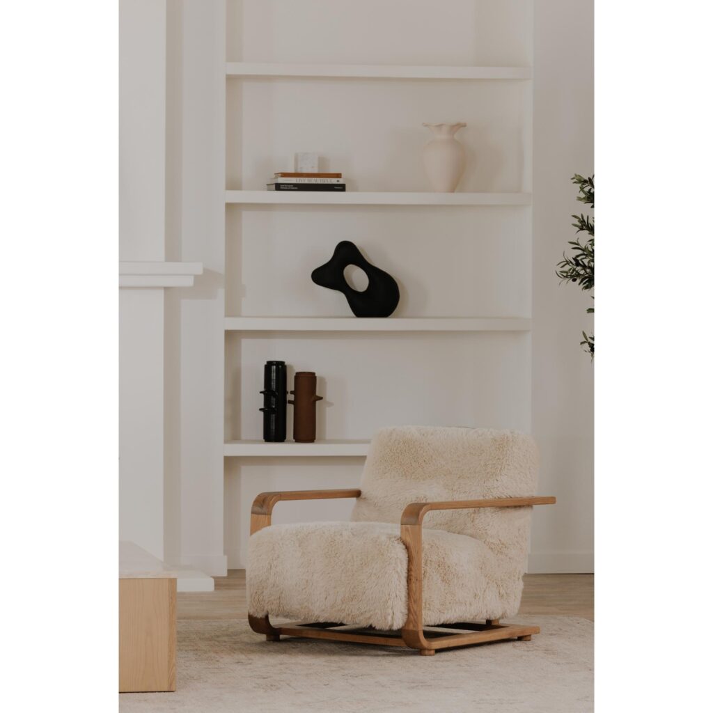 Eckersley Lounge Chair Cream Faux Fur - Image 6
