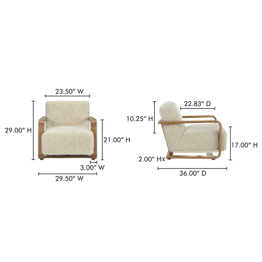 Eckersley Lounge Chair Cream Faux Fur - Image 8