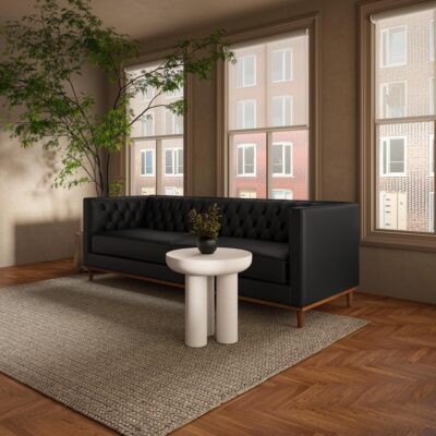 Fielder Sofa Black Leather MM-1003-02 MM 1003 02 01