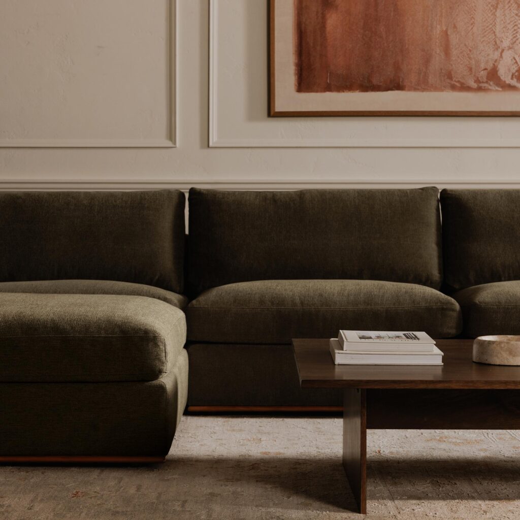 Rue Classic L Modular Sectional Dark Green - Image 5