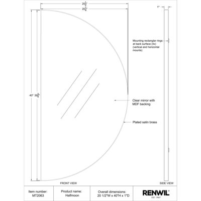 Halfmoon Mirror MT2063 MT2063 6
