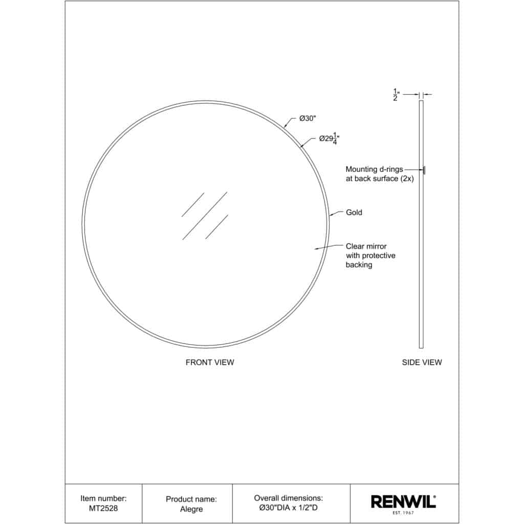 ALEGRE Mirror MT2528 MT2528 TECHNICAL