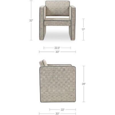 Harris Accent Chair Black And Beige Weave MU-1002-37 MU 1002 37 70 dim