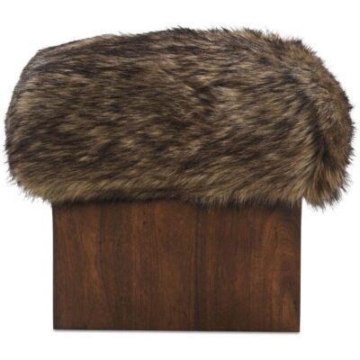 Serge Ottoman Brown Faux Fur