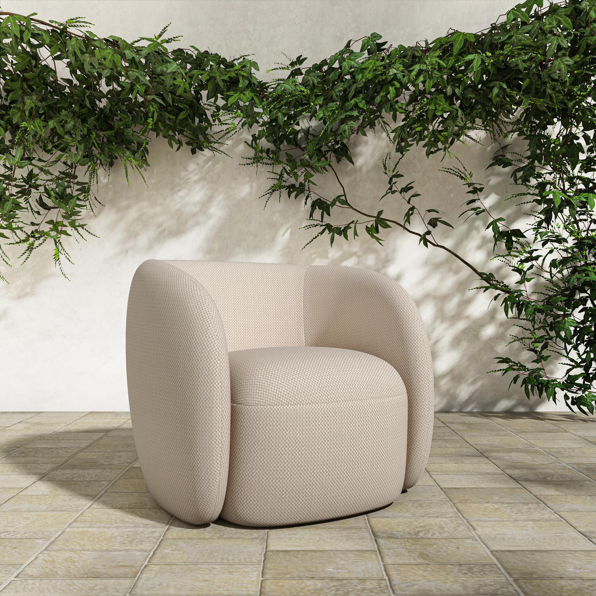 Rae Outdoor Accent Chair Beige Check 7 Rae Outdoor Accent Chair Beige Check - Image 7