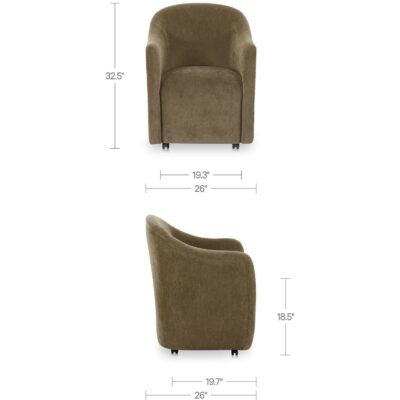 Drava Rolling Dining Chair Green OA-1034-16 OA 1034 16 70 dim
